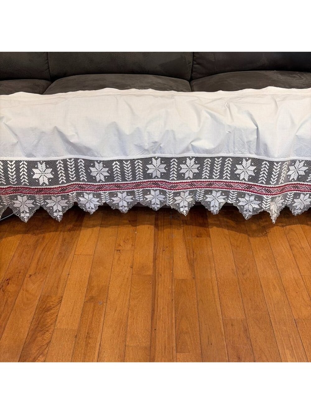 Antique Hand Crafted Ukrainian Window Valance Crochet Lace Embroidered Granny